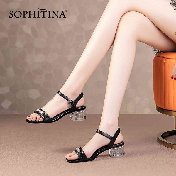 sophitina transparent crystal heel sandals women summer pearl open toe shoes buckle premium leather lady shoes ao832 210513, Black
sophitina transparent crystal heel sandals women summer pearl open toe shoes buckle premium leather lady shoes ao832 210513, Black