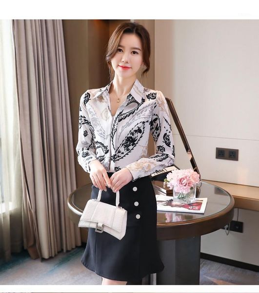 spring bottoming shirt women's western style small floral blouse long sleeve chiffon female design feeling autumn blouses & shirts, White
spring bottoming shirt women's western style small floral blouse long sleeve chiffon female design feeling autumn blouses & shirts, White