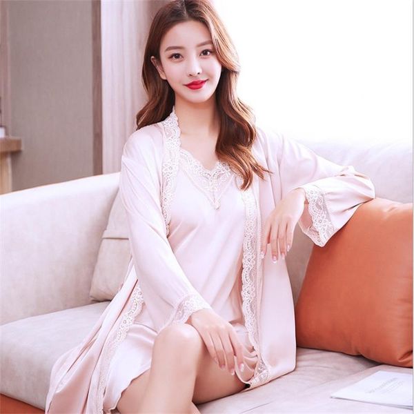 women's sleepwear sweet lace trim 2pcs robe suit womens summer pijama v-neck nightgown loose bathrobe gown spring autumn satin, Black;red
women's sleepwear sweet lace trim 2pcs robe suit womens summer pijama v-neck nightgown loose bathrobe gown spring autumn satin, Black;red