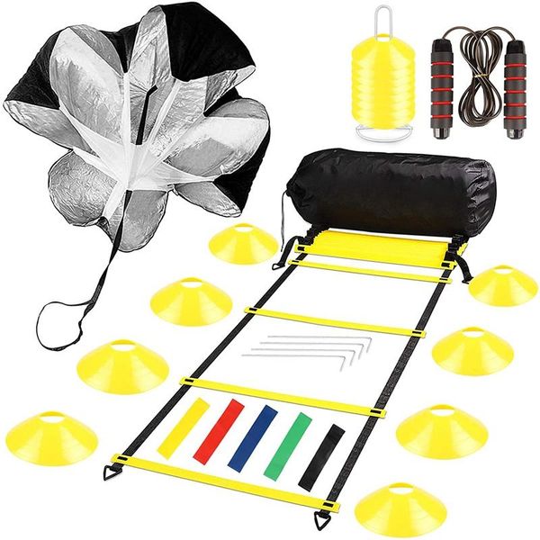 accessories speed agility training set includes ladder 10 resistance cones running parachute jump rope bands for athletes
accessories speed agility training set includes ladder 10 resistance cones running parachute jump rope bands for athletes