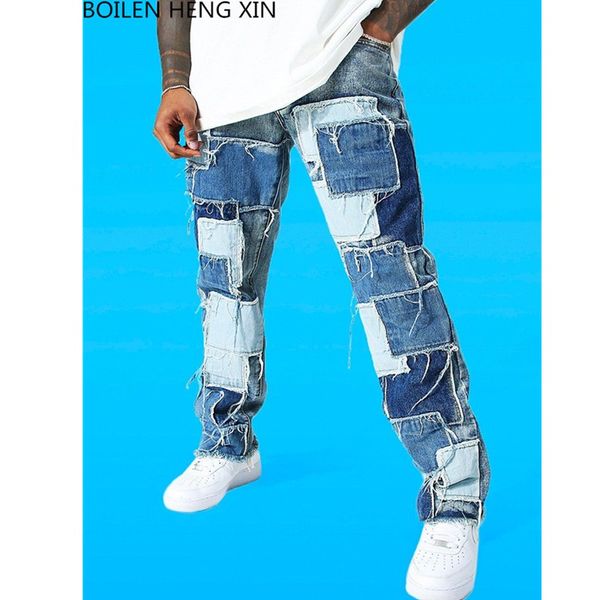 mens embroidered jeans skinny jeans ripped stretch denim pants man elastic waist color piece quilt jogging denim trousers, Blue
mens embroidered jeans skinny jeans ripped stretch denim pants man elastic waist color piece quilt jogging denim trousers, Blue