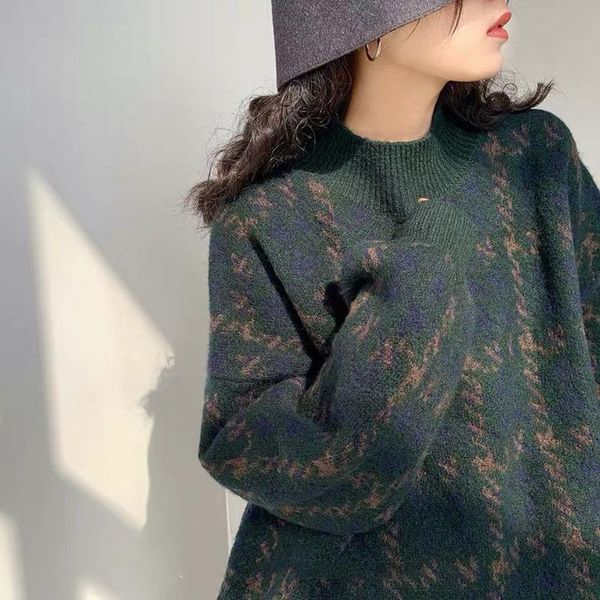 women's sweaters streetwear knitted female pullovers sweater o-neck loose lantern sleeve casual vintage winter 2021, White;black
women's sweaters streetwear knitted female pullovers sweater o-neck loose lantern sleeve casual vintage winter 2021, White;black