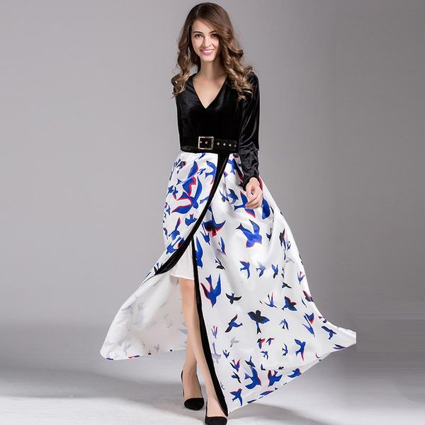 casual dresses bohemia style 2021 women's fashion formal maxi long dress velvet patchwork v-neck high slit full length, Black;gray
casual dresses bohemia style 2021 women's fashion formal maxi long dress velvet patchwork v-neck high slit full length, Black;gray