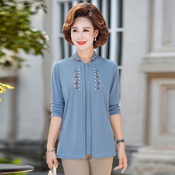 fake two pieces women long sleeve t-shirt embroidery mother clothing beaded spring autumn plus size female pullovers tee women's, White
fake two pieces women long sleeve t-shirt embroidery mother clothing beaded spring autumn plus size female pullovers tee women's, White