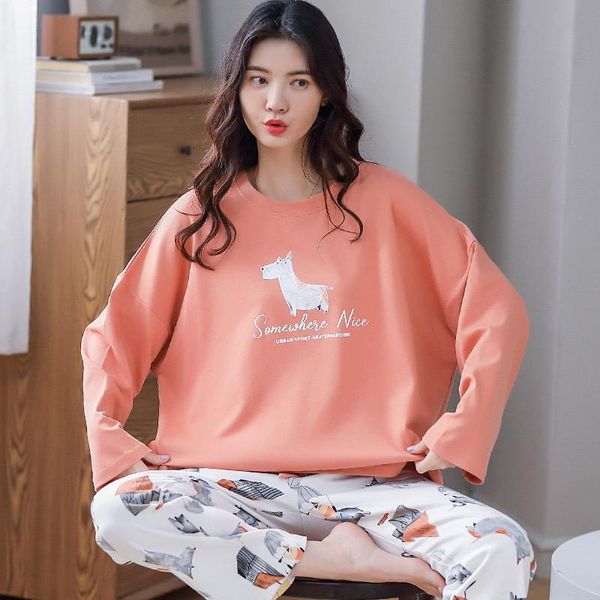 sleepwear cartoon pajamas set cotton cute homewear women home clothes lounge wear autumn long sleeve female, Black;red
sleepwear cartoon pajamas set cotton cute homewear women home clothes lounge wear autumn long sleeve female, Black;red