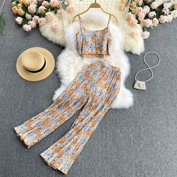 women's tracksuits holiday style women's summer dress sling short all-match pleated wide-leg pants two-piece 0493, Gray
women's tracksuits holiday style women's summer dress sling short all-match pleated wide-leg pants two-piece 0493, Gray