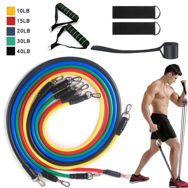 11pcs/set resistance bands fitness tube band gym equipment exercise pull rope elastic training expander