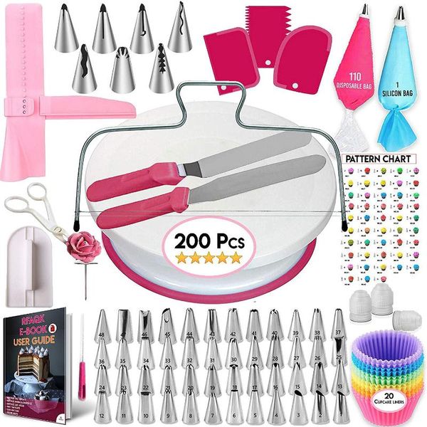 baking & pastry tools with numbered 200pcs cake turntable set non-slip decorating mouth bag kit
baking & pastry tools with numbered 200pcs cake turntable set non-slip decorating mouth bag kit