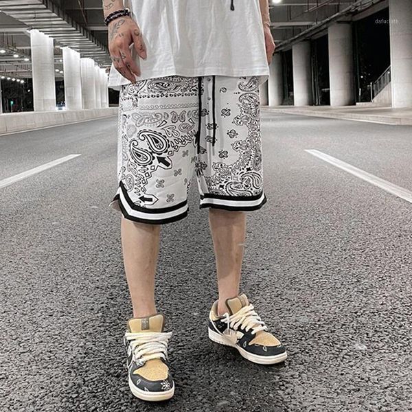 men's shorts summer cashew print spliced casual oversize for men and women drawstring straight loose hip hop five point pants, White;black
men's shorts summer cashew print spliced casual oversize for men and women drawstring straight loose hip hop five point pants, White;black