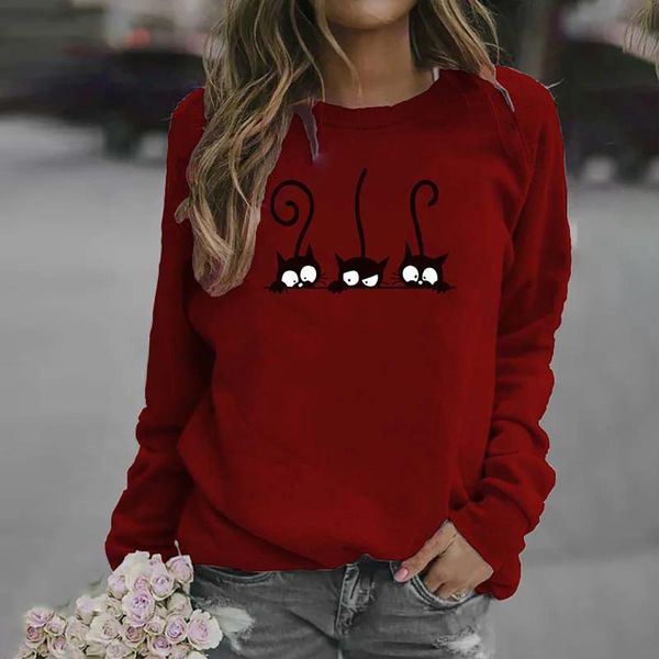 women's hoodies & sweatshirts womens casual print long sleeve o neck 2021 classic sweatshirt female cartoon cat loose pullover pull po, Black
women's hoodies & sweatshirts womens casual print long sleeve o neck 2021 classic sweatshirt female cartoon cat loose pullover pull po, Black