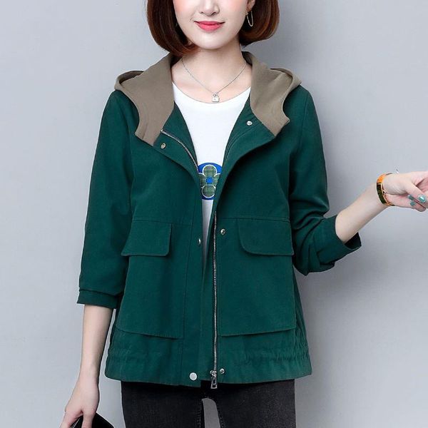 women's jackets spring women trench coat hooded short outerwear loose plus size 4xl with lining khaki female windbreaker autumn thin co, Black;brown
women's jackets spring women trench coat hooded short outerwear loose plus size 4xl with lining khaki female windbreaker autumn thin co, Black;brown