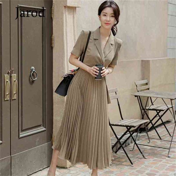 summer korea office ladies short sleeve notched blazer dress women elegant slim waist sashes pleated midi 210519, Black;gray
summer korea office ladies short sleeve notched blazer dress women elegant slim waist sashes pleated midi 210519, Black;gray