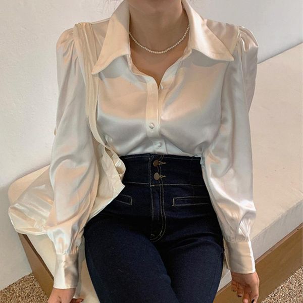 women's blouses & shirts 2021 women white satin ol blussa summer autumn female puff sleeve solid tees workwear office lady s200
women's blouses & shirts 2021 women white satin ol blussa summer autumn female puff sleeve solid tees workwear office lady s200