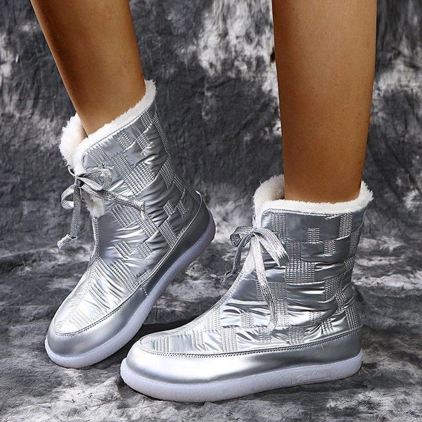 bling silver mid calf boots for women shoes woman warm plush snow flat thick bottom lace up winter plus size, Black
bling silver mid calf boots for women shoes woman warm plush snow flat thick bottom lace up winter plus size, Black