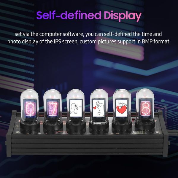 desk & table clocks rgb led tube clock vintage digital nixie 6 bit time po display retro ips module and glass dome decoration
desk & table clocks rgb led tube clock vintage digital nixie 6 bit time po display retro ips module and glass dome decoration