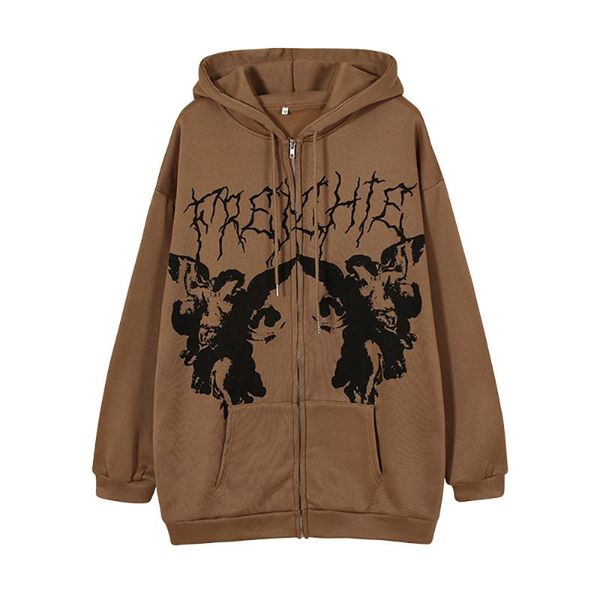 women's jackets vintage y2k angel print hooded streetwear women zip up long sleeve jacket 2021 autumn winter coat aesthetic loose hoodi, Black;brown
women's jackets vintage y2k angel print hooded streetwear women zip up long sleeve jacket 2021 autumn winter coat aesthetic loose hoodi, Black;brown