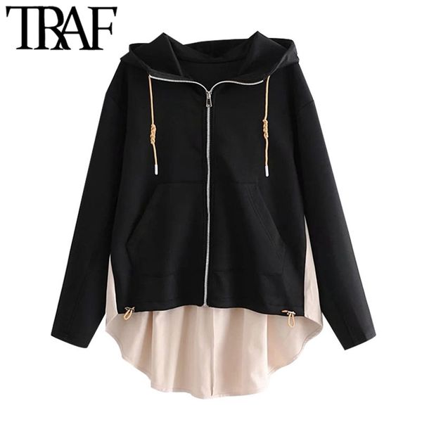 women fashion back pleated patchwork loose hoodies vintage long sleeve pockets female pullovers chic 210507, Black
women fashion back pleated patchwork loose hoodies vintage long sleeve pockets female pullovers chic 210507, Black