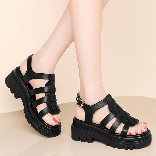 leather sandals women's summer increase 2021 wedge heel mid-heel platform beach shoes sponge cake casual flat open toe, Black
leather sandals women's summer increase 2021 wedge heel mid-heel platform beach shoes sponge cake casual flat open toe, Black