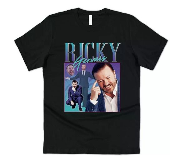 Ricky Gervais Homage T-shirt Tee Funny UK Comedian Icon Legend 90's Retro, White;black
Ricky Gervais Homage T-shirt Tee Funny UK Comedian Icon Legend 90's Retro, White;black