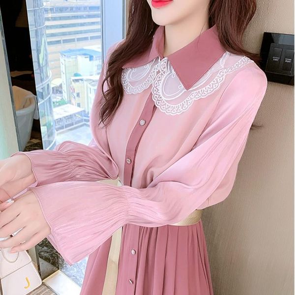 casual dresses hit color patchwork shirt dress for women autumn turn down collar flare sleeve belt single breasted chiffon midi, Black;gray
casual dresses hit color patchwork shirt dress for women autumn turn down collar flare sleeve belt single breasted chiffon midi, Black;gray