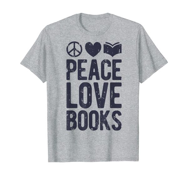 peace love books t shirt book lovers funny reading tee gift, White;black