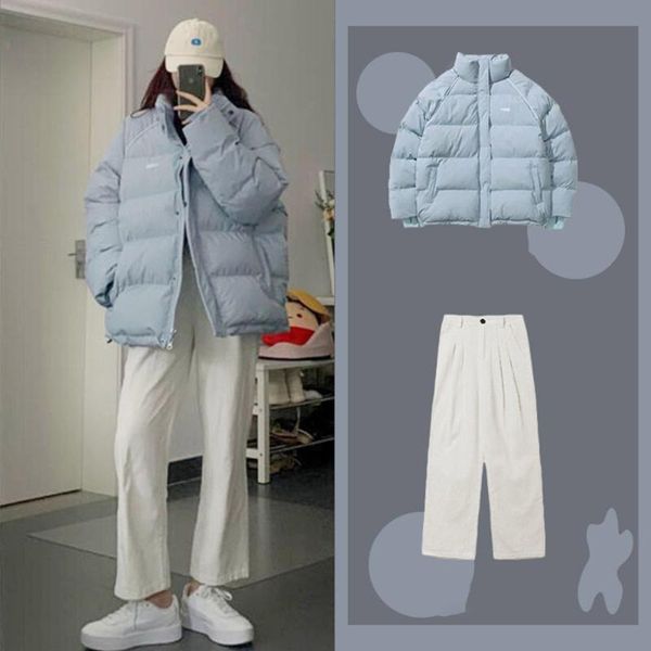 women's two piece pants autumn winter fashion sets korean temperament retro chic pocket padded coat zipper warm comfortable casual, White
women's two piece pants autumn winter fashion sets korean temperament retro chic pocket padded coat zipper warm comfortable casual, White