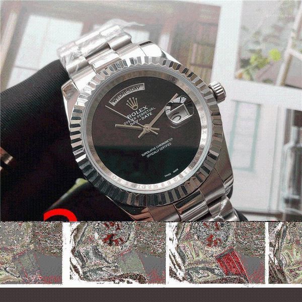 wristwatches fashion men's luxury designer mechanical watch classic black steel band calendar business brand gift 135, Slivery;brown
wristwatches fashion men's luxury designer mechanical watch classic black steel band calendar business brand gift 135, Slivery;brown