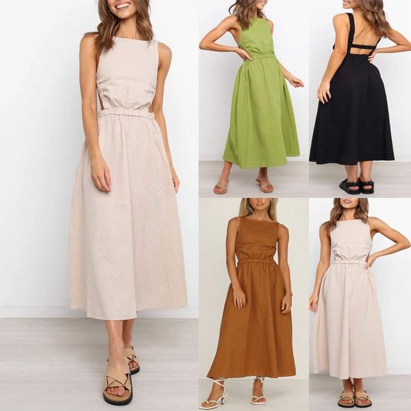 casual dresses summer dress 2021 sweet a-line sleeveless backless ankle length spaghetti strap solid color draw back swing, Black;gray
casual dresses summer dress 2021 sweet a-line sleeveless backless ankle length spaghetti strap solid color draw back swing, Black;gray