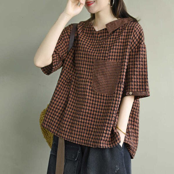 dress summer arts style women short sleeves with low-cut of linen cotton plaid vintage femme casual shirt loose plus size s873, Black;gray
dress summer arts style women short sleeves with low-cut of linen cotton plaid vintage femme casual shirt loose plus size s873, Black;gray