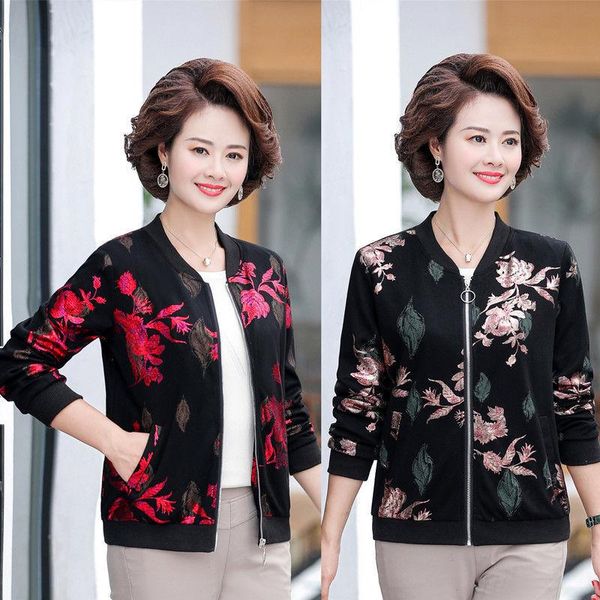 women's jackets autumn jacket middle-aged women floral print basic female casual thin long sleeve short zipper outwear w536, Black;brown
women's jackets autumn jacket middle-aged women floral print basic female casual thin long sleeve short zipper outwear w536, Black;brown