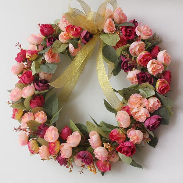 decorative flowers & wreaths romantic round shaped artificial rose flower wreath decor hanging garland with silk ribbon wedding decoration
decorative flowers & wreaths romantic round shaped artificial rose flower wreath decor hanging garland with silk ribbon wedding decoration