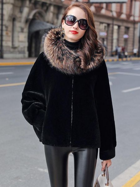 women's fur & faux faced double coat female natural wool coats winter jacket women raccoon collar genuine leather my4462 s, Black
women's fur & faux faced double coat female natural wool coats winter jacket women raccoon collar genuine leather my4462 s, Black
