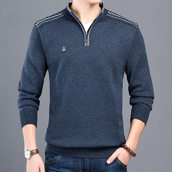 Fashion Sweater Men's Half Zipper, Beige