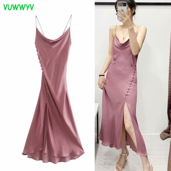 vuwwyv pink satin backless slip dress women elegant gowns slim party midi woman summer side button pleated club vestido 210430, Black;gray
vuwwyv pink satin backless slip dress women elegant gowns slim party midi woman summer side button pleated club vestido 210430, Black;gray