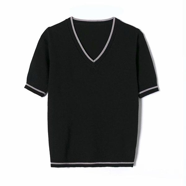 women's t-shirt doujili black gray white v-neck knitted short sleeve style splicing summer casual tees
women's t-shirt doujili black gray white v-neck knitted short sleeve style splicing summer casual tees