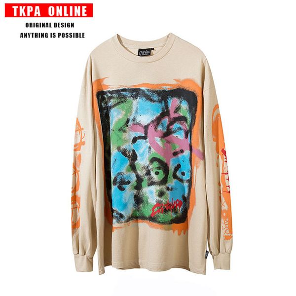 t shirt tkpa fashion brand dark high street bereavement couple bottom hip hop loose graffiti long sleeve men's top, White;black
t shirt tkpa fashion brand dark high street bereavement couple bottom hip hop loose graffiti long sleeve men's top, White;black