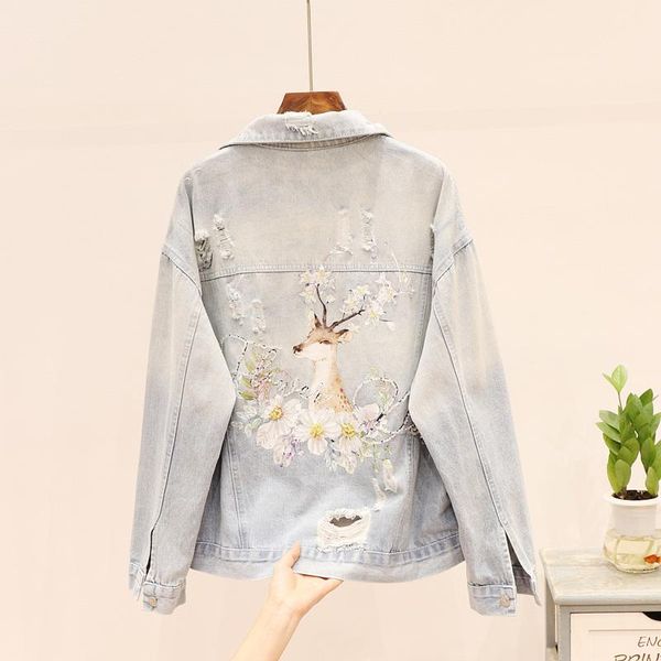 women's jackets station autumn heavy industry nail bead printing deer hole denim coat women s loose jacket top, Black;brown
women's jackets station autumn heavy industry nail bead printing deer hole denim coat women s loose jacket top, Black;brown