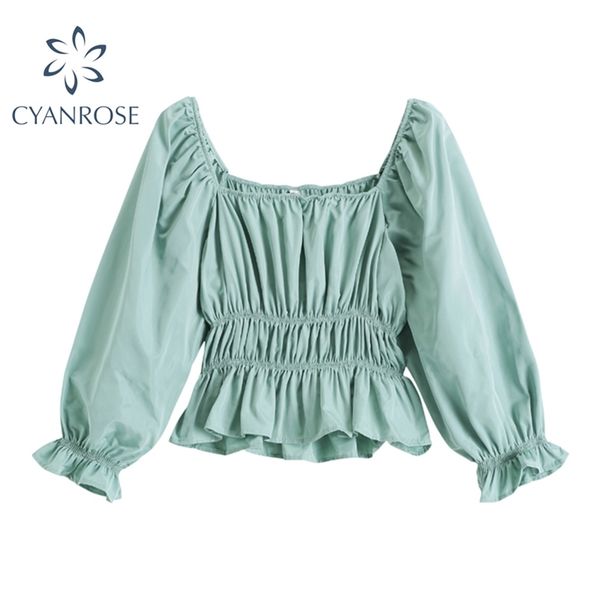 solid pullover blouses women vintage korean elegant flare long sleeev square collar shirts elastic slim blusas ulzzang 210430, White
solid pullover blouses women vintage korean elegant flare long sleeev square collar shirts elastic slim blusas ulzzang 210430, White