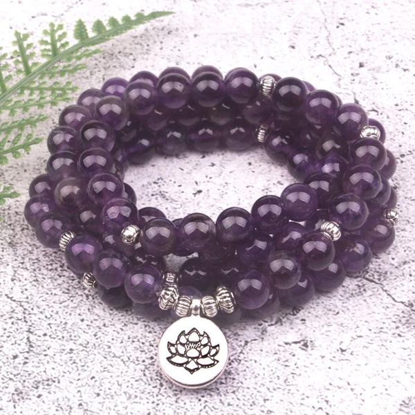 charm bracelets 8mm natural purple crystal with lotus buddha 108 mala bracelet or necklace yoga stone for women healing jewelry, Golden;silver
charm bracelets 8mm natural purple crystal with lotus buddha 108 mala bracelet or necklace yoga stone for women healing jewelry, Golden;silver