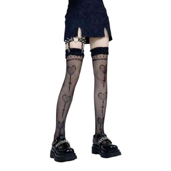 2021 new women fishnet thigh high stockings heart lollipop lace lolita, Black 
2021 new women fishnet thigh high stockings heart lollipop lace lolita, Black