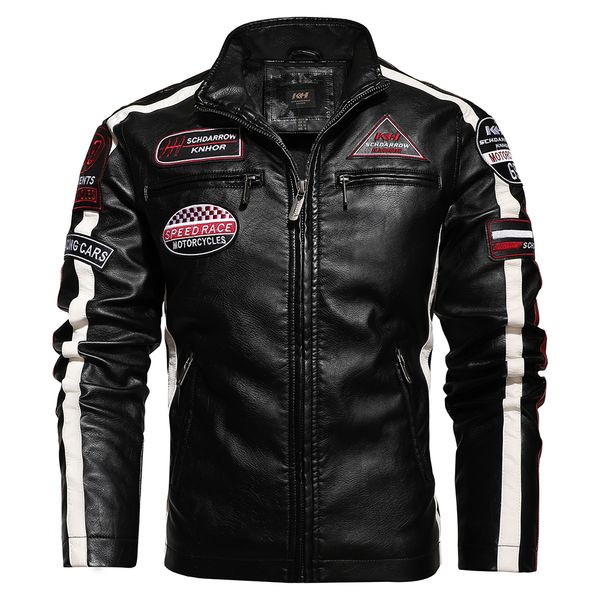 autumn and winter mens jacket slim leather motorcycle jacket pilot embroidered jacket fleece pu dust, Black
autumn and winter mens jacket slim leather motorcycle jacket pilot embroidered jacket fleece pu dust, Black