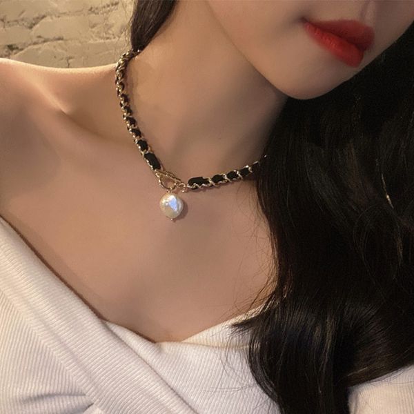 jewelry pearl leather t-shaped clasp necklace personalized necklace net red exaggerated punk clavicle chain, Silver
jewelry pearl leather t-shaped clasp necklace personalized necklace net red exaggerated punk clavicle chain, Silver