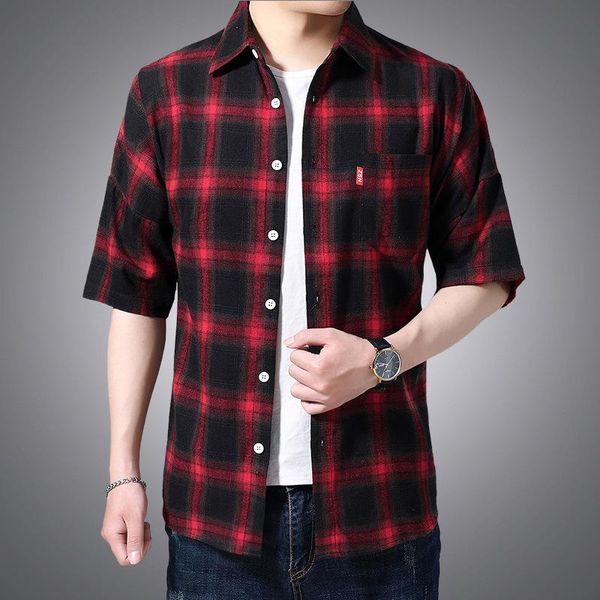 men's casual shirts summer short-sleeved lapel shirt fashion urban large size simple loose plaid printed male blouse, White;black
men's casual shirts summer short-sleeved lapel shirt fashion urban large size simple loose plaid printed male blouse, White;black