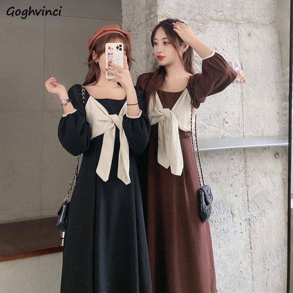 casual dresses women long puff sleeve office lady a-line plus size 3xl korean style simple elegant bow square collar loose, Black;gray
casual dresses women long puff sleeve office lady a-line plus size 3xl korean style simple elegant bow square collar loose, Black;gray