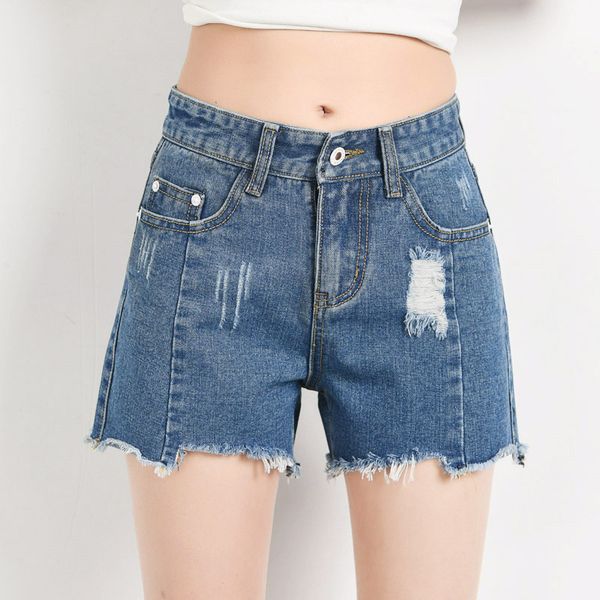 women's shorts summer new jeans high waisted three-point hole trend wide leg pants, White;black
women's shorts summer new jeans high waisted three-point hole trend wide leg pants, White;black