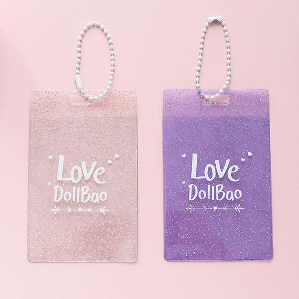 card holders glitter transparent pvc holder 2 slots id badge case clear bank pendant key ring for travel, Brown;gray
card holders glitter transparent pvc holder 2 slots id badge case clear bank pendant key ring for travel, Brown;gray