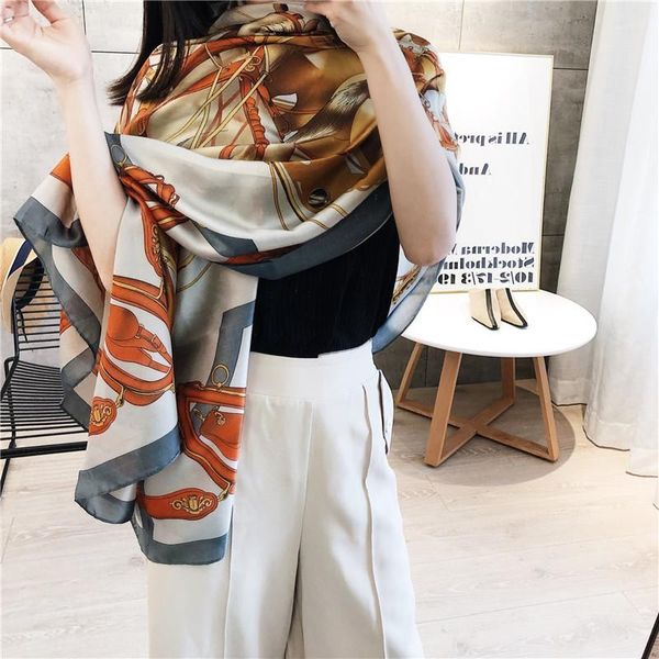 scarves 180x90cm silk scarf for women, bandana long, wrap shawl, hijab, silent, beach sarong, fashionable, 2021soft, Blue;gray
scarves 180x90cm silk scarf for women, bandana long, wrap shawl, hijab, silent, beach sarong, fashionable, 2021soft, Blue;gray