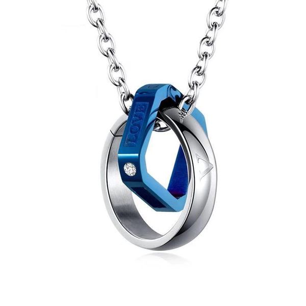 pendant necklaces fashion double ring rectangle black blue steel color stainless chain couples necklace for women simple jewelry gift, Silver
pendant necklaces fashion double ring rectangle black blue steel color stainless chain couples necklace for women simple jewelry gift, Silver