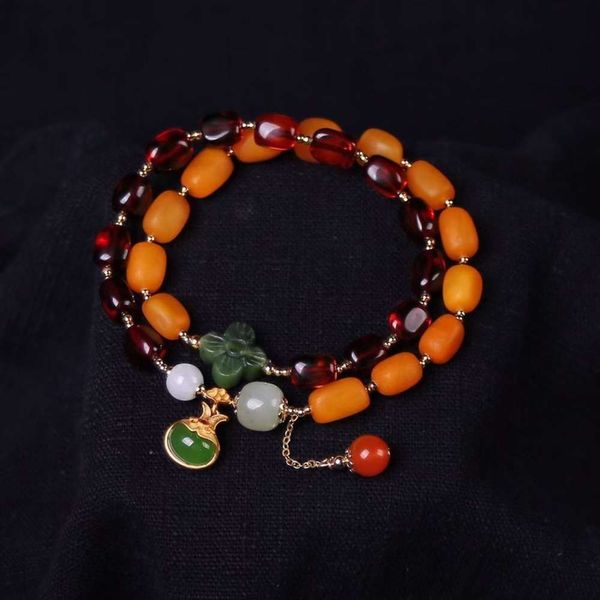 natural blood old honey wax with shape jasper four leaf grass exquisite gourd south red s925 silver accessories bracelet, Black
natural blood old honey wax with shape jasper four leaf grass exquisite gourd south red s925 silver accessories bracelet, Black
