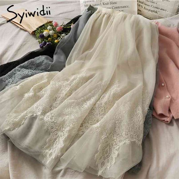 lace high waist skirt for women mid-calf casual a-line solid apricot color spring summer korean fashion skirts 210607, Black
lace high waist skirt for women mid-calf casual a-line solid apricot color spring summer korean fashion skirts 210607, Black